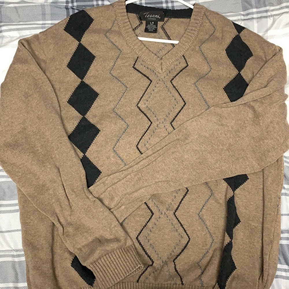 Vintage Tosani Argyle Tan Sweater Never Worn